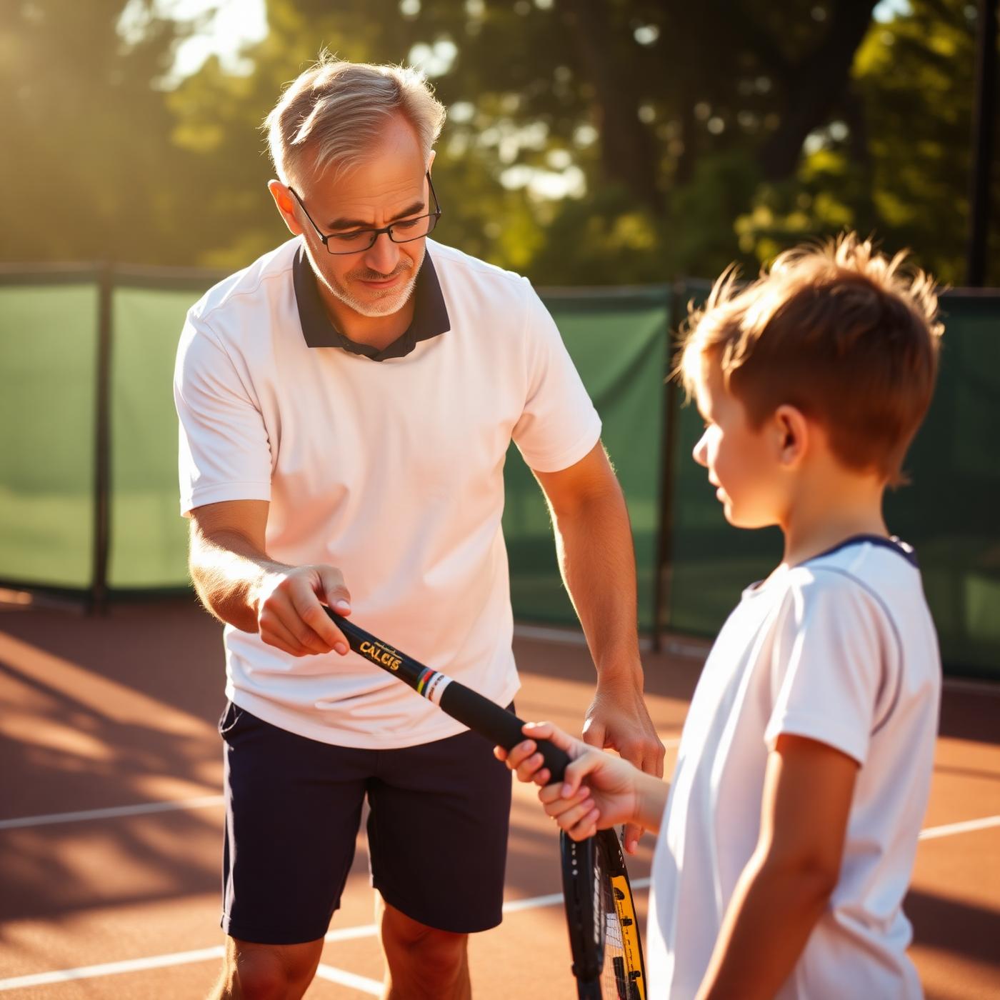 Coach instructing a young student