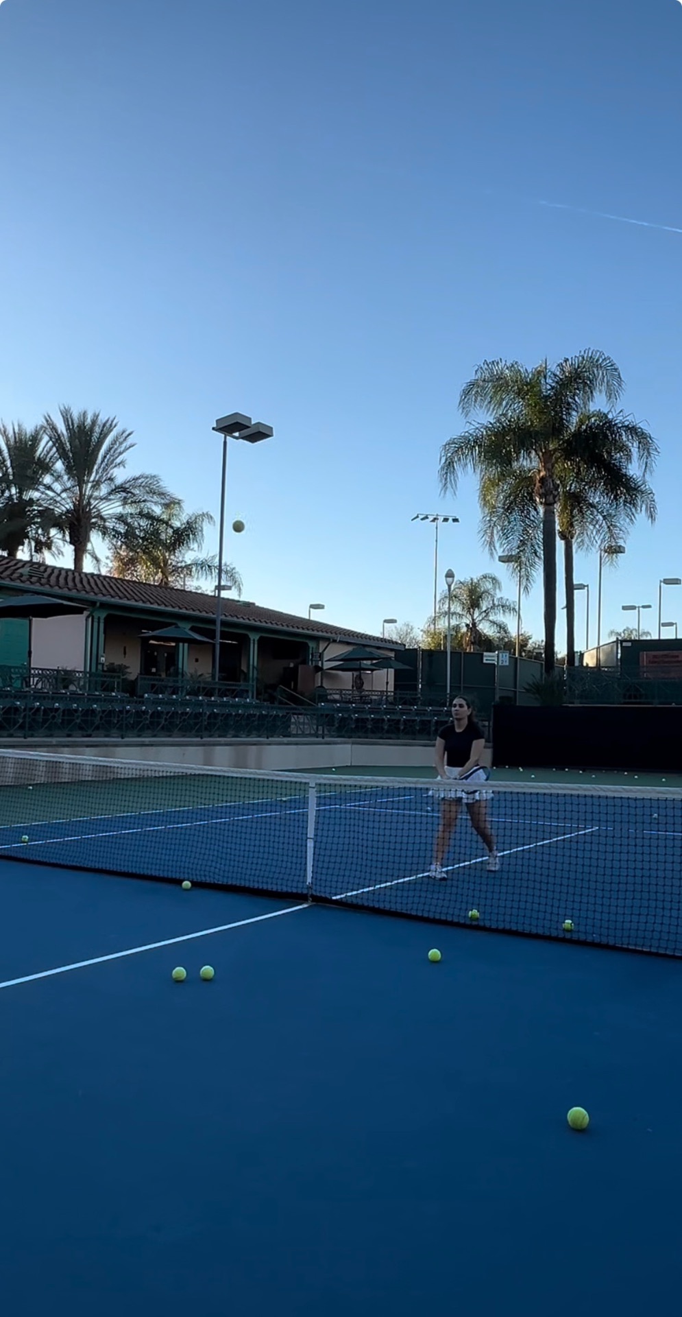 Evening practice at the net