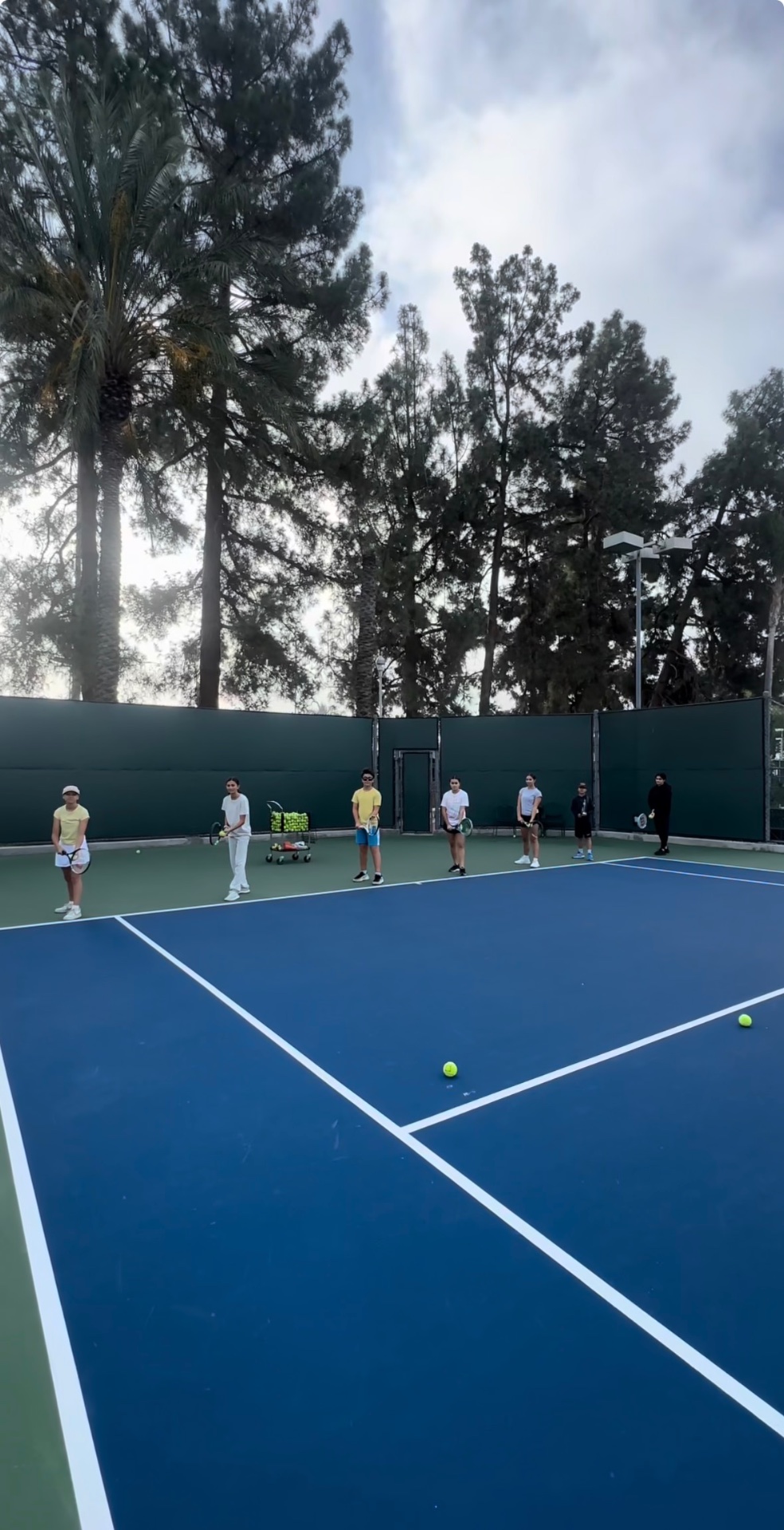 Group clinic lined up on court